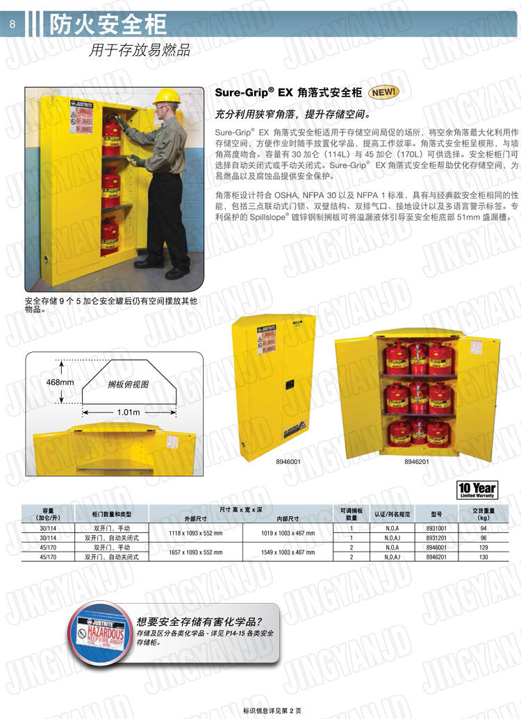 美國杰斯瑞特，防火安全柜，justrite防火柜，justrite安全柜，防爆柜justrite
